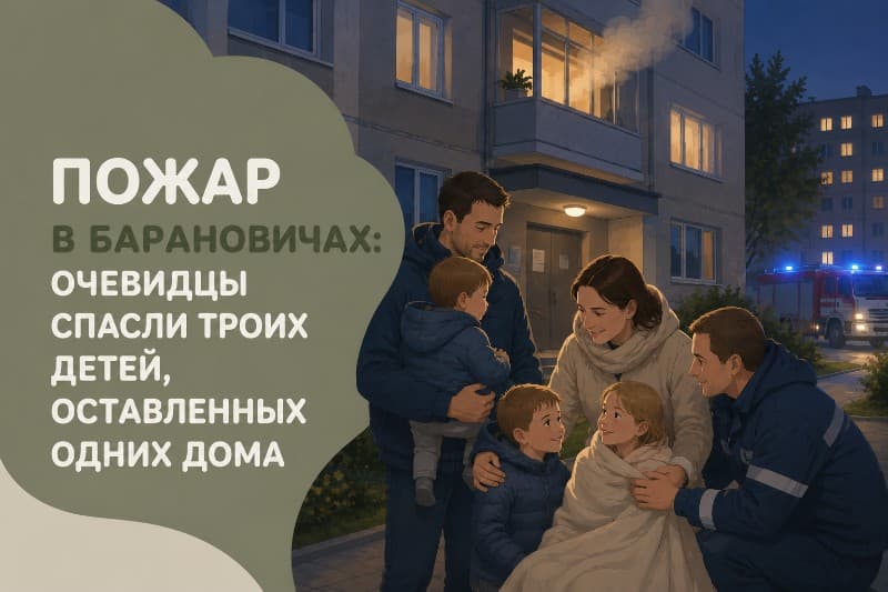 Пожар в Барановичах: очевидцы спасли троих детей, оставленных одних дома