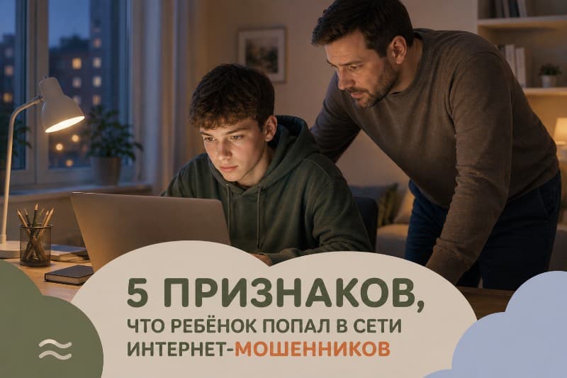 5 признаков, что ребёнок попал в сети интернет‑мошенников