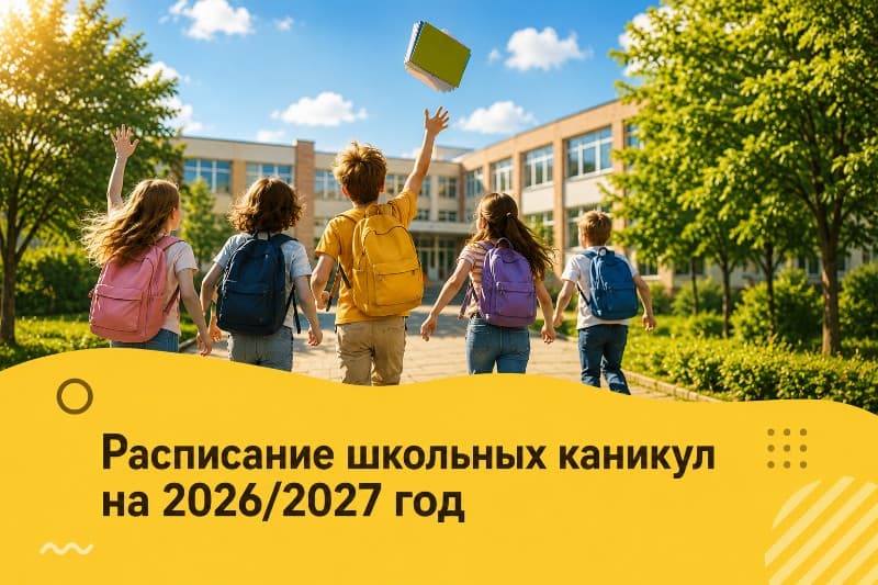 Расписание школьных каникул на 2026/2027 год