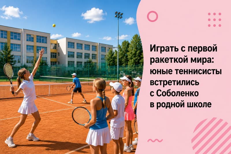 Играть с первой ракеткой мира: юные теннисисты встретились с Соболенко в родной школе