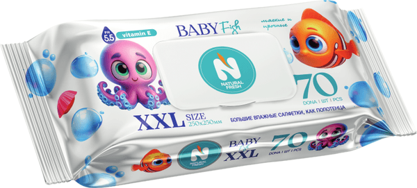Влажные салфетки детские Natural Fresh Baby Fish XXL