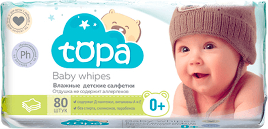 Влажные салфетки детские Topa 80шт