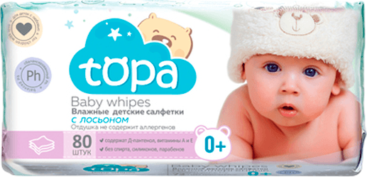 Влажные салфетки детские Topa с лосьоном