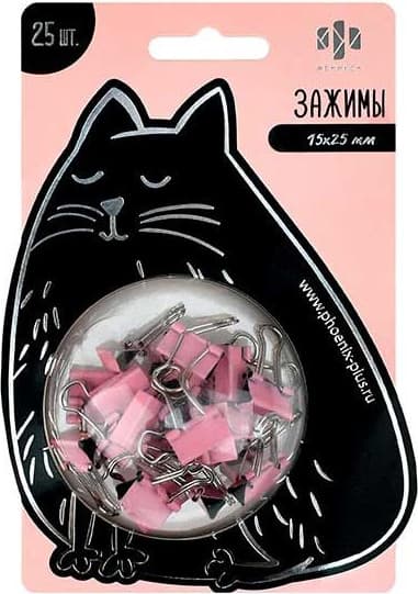 Зажим для бумаги Феникс+ Черный котик / 71498