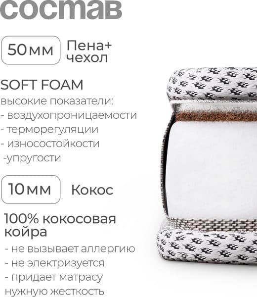 Матрас в кроватку Tomix Moona 81x48x6 / П-21т 3