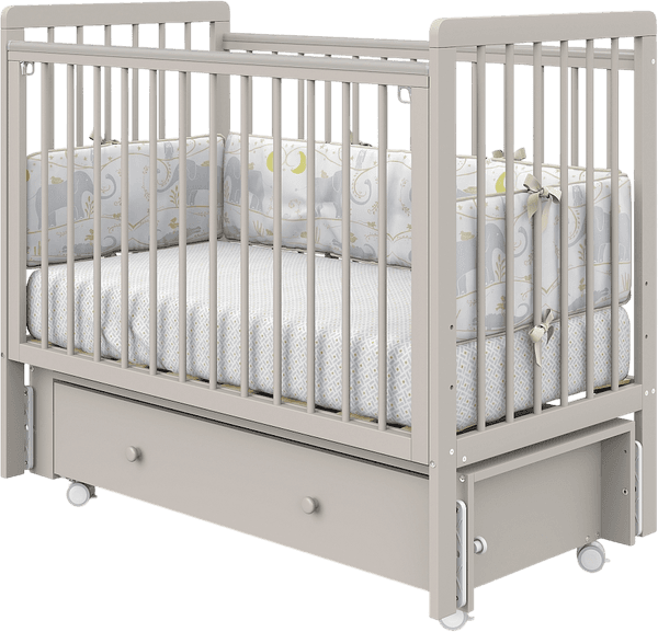 Детская кроватка Pituso Tiny ящик-маятник/колесо 7