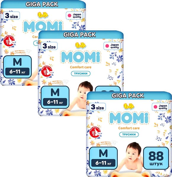 Подгузники-трусики детские Momi Comfort Care Giga М 6-11кг