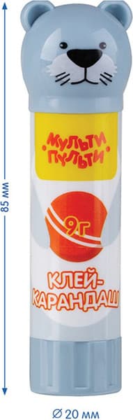 Клей-карандаш Мульти-пульти Набор Морской котик, Бегемот, Кошка / GS_82995 4