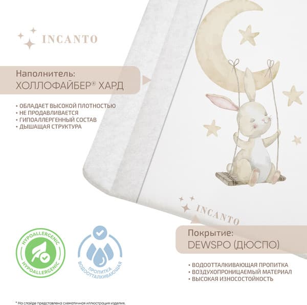 Пеленальный матрас Incanto Зайка 70х65 / ИК/ПН-22 3