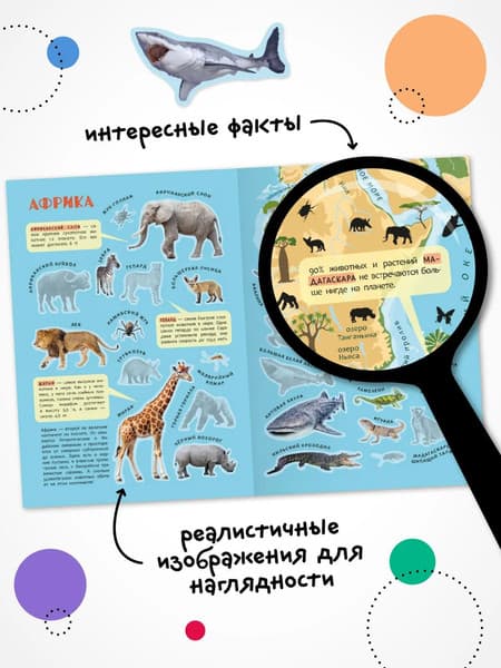 Атлас Мозаика-Синтез Животные. Атлас мира с наклейками / МС14802 4