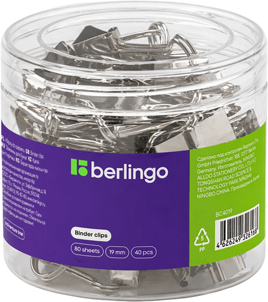 Зажим для бумаги Berlingo BC4019