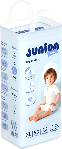 Подгузники-трусики детские Junion Flexy XL 12-17кг / UQPXL50