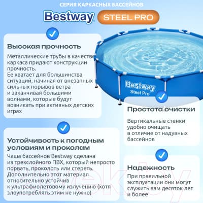 Каркасный бассейн Bestway Steel Pro 56679 3