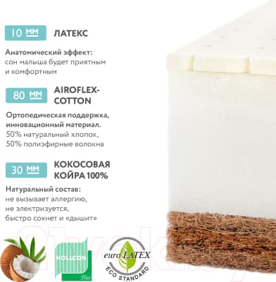 Матрас в кроватку Plitex EcoLat ЭКТ-01 (ЭКТ-119-01) 9