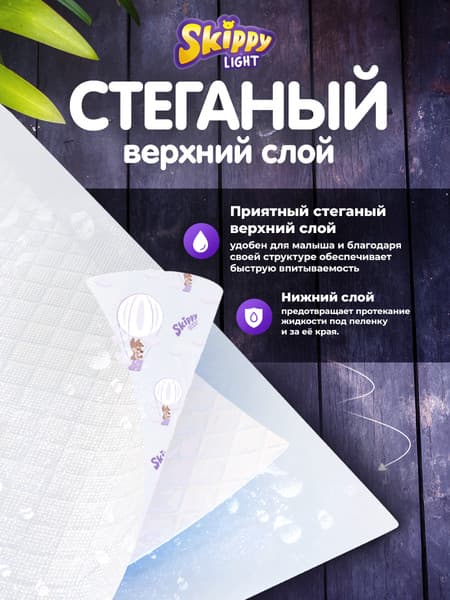 Набор пеленок одноразовых детских Skippy Light впитывающих с суперабсорбентом 60x60 2