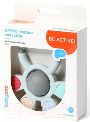 Прорезыватель для зубов BabyOno Ortho с погремушкой / 488 2