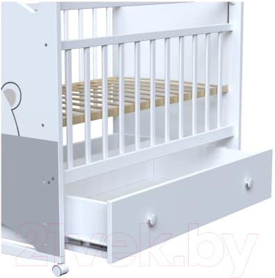 Детская кроватка VDK Birba колесо-качалка и ящик 4