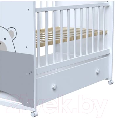 Детская кроватка VDK Birba колесо-качалка и ящик 3