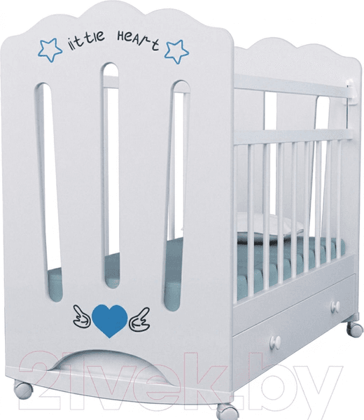 Детская кроватка VDK Little Heart колесо-качалка и ящик