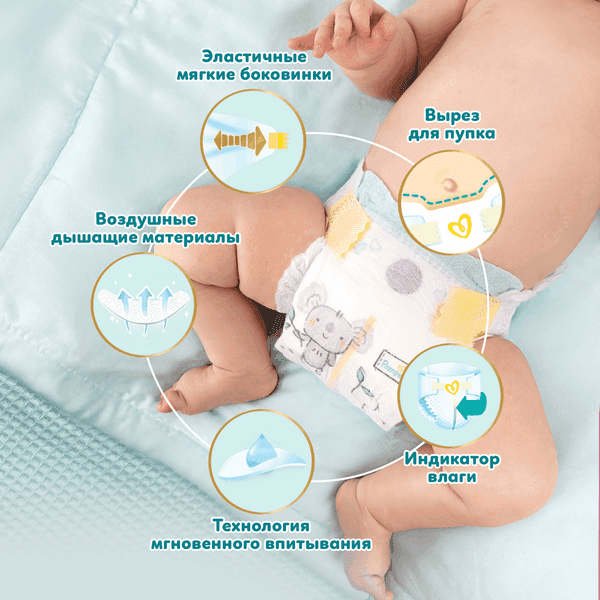 Подгузники детские Pampers Premium Care 1 Newborn 6