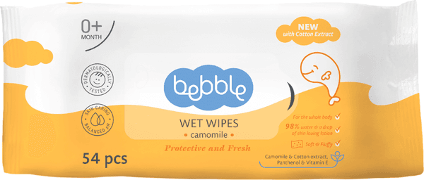 Влажные салфетки детские Bebble С экстрактом ромашки