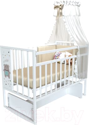 Детская кроватка VDK Mini Loft 3D поперечный маятник Oh My Bear
