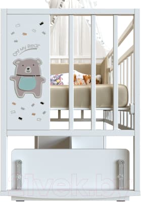 Детская кроватка VDK Mini Loft 3D поперечный маятник Oh My Bear 2
