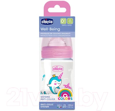 Бутылочка для кормления Chicco Well-Being Girl с силиконовой соской / 00028611100000 4