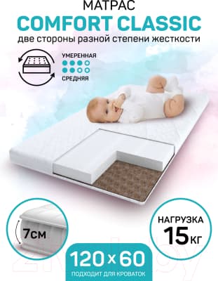 Матрас в кроватку Amarobaby Comfort Classic 59x119х7 5