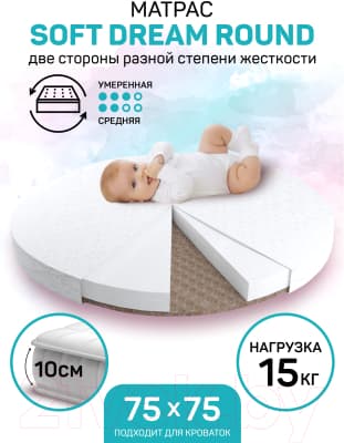 Матрас в кроватку Amarobaby Soft Dream Round 75x75х10 5