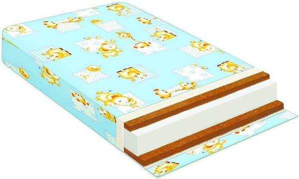 Матрас в кроватку Баюшка Кокос/холкон/кокос 12x60x120 / КХК12