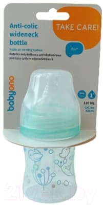Бутылочка для кормления BabyOno Антиколиковая с широким горлышком / 402 2