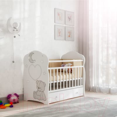 Детская кроватка VDK Bear And Moon маятник и ящик 3