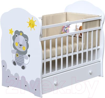 Детская кроватка VDK Happy Lion маятник-ящик