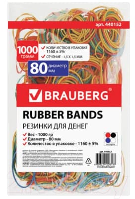 Резинки для денег Brauberg 440152