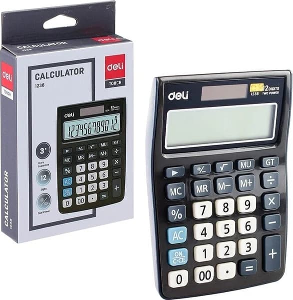 Калькулятор Deli E1238black 3