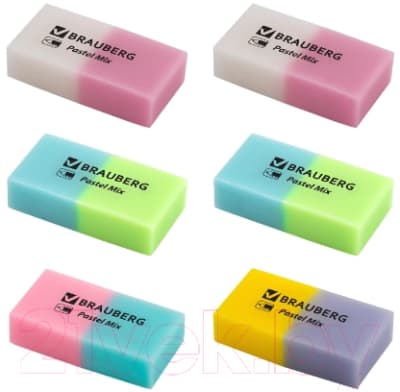 Набор ластиков Brauberg Pastel Mix / 229597 2
