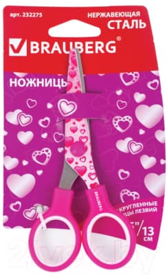 Ножницы канцелярские Brauberg Kid Series Сердечки / 232275 10