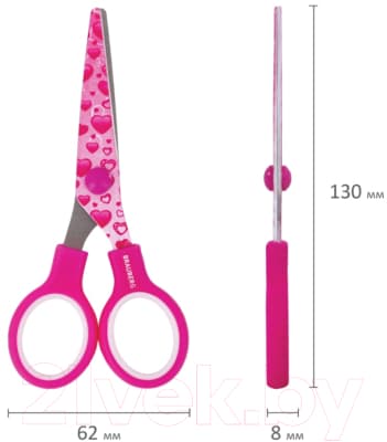 Ножницы канцелярские Brauberg Kid Series Сердечки / 232275 8
