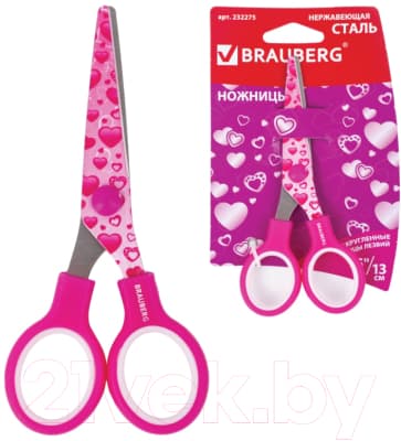 Ножницы канцелярские Brauberg Kid Series Сердечки / 232275 9