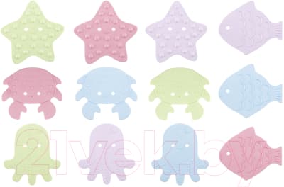 Набор ковриков для купания ROXY-KIDS Sea Animals Soft Colors / RBM-012-SA