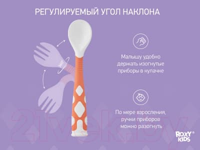 Набор столовых приборов для кормления ROXY-KIDS Ложка и вилка / RFD-002-O 9