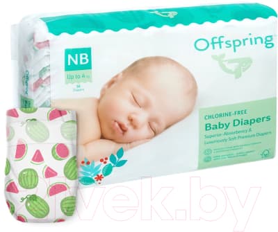Подгузники детские Offspring NB 2-4кг Арбузы / OF01NB56WML 3