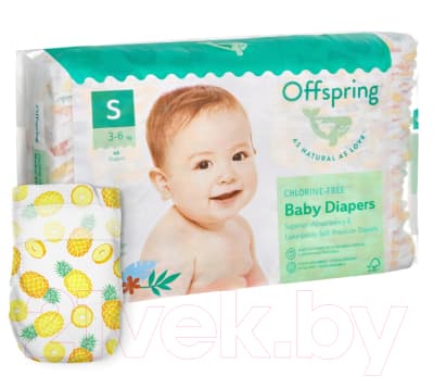 Подгузники детские Offspring S 3-6кг Ананасы / OF01S48PHP 3