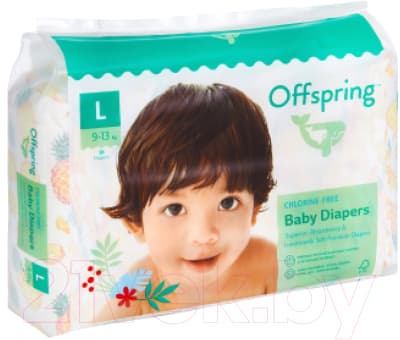 Подгузники детские Offspring L 9-13кг Листочки / OF01L36L 3