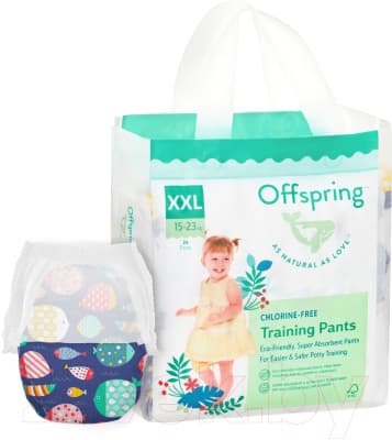 Подгузники-трусики детские Offspring XXL 15-23кг Рыбки / OF02XXLF 3