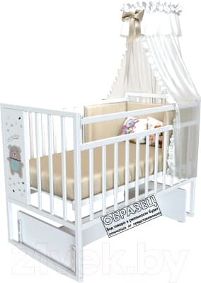 Детская кроватка VDK Mini Loft 3D маятник и ящик Oh My Bear