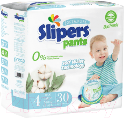 Подгузники-трусики детские Slipers L 7-18кг / Pants30