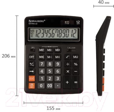 Калькулятор Brauberg Extra-12-BK / 250481 10