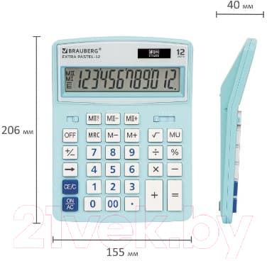 Калькулятор Brauberg Extra Pastel-12-LB / 250486 10